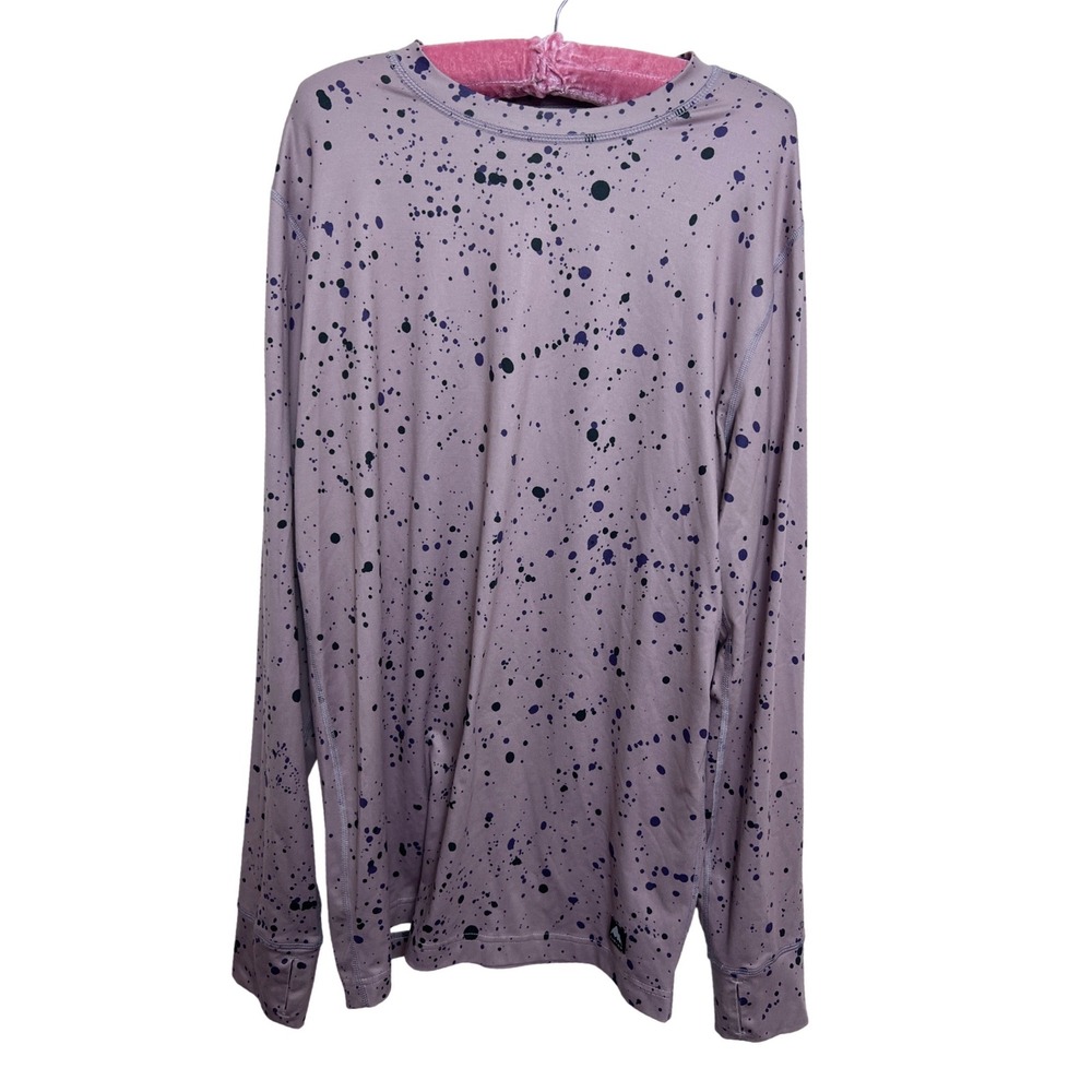 Burton Purple Paint Splatter Long‎ Sleeve Base Layer Top Women L Thumbholes Hike